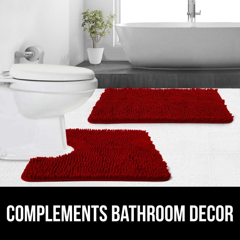 imageGORILLA GRIP Bath Rug Mat 36x24 Thick Absorbent Chenille Quick Dry Microfiber Mats Rubber Backing Washable Shower Floor Rugs Bathmat Runner US Designed Bathroom Home Decor Accessories Gray BeigeRed