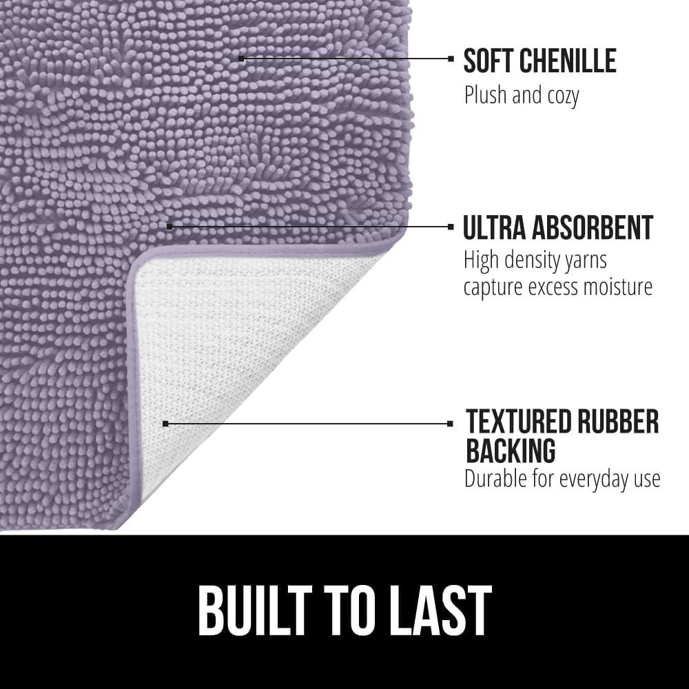 imageGORILLA GRIP Bath Rug Mat 36x24 Thick Absorbent Chenille Quick Dry Microfiber Mats Rubber Backing Washable Shower Floor Rugs Bathmat Runner US Designed Bathroom Home Decor Accessories Gray BeigeLight Purple