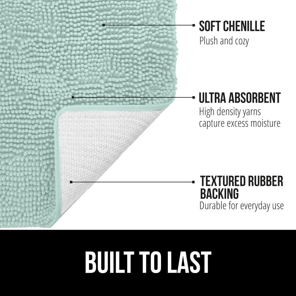 imageGORILLA GRIP Bath Rug Mat 36x24 Thick Absorbent Chenille Quick Dry Microfiber Mats Rubber Backing Washable Shower Floor Rugs Bathmat Runner US Designed Bathroom Home Decor Accessories Gray BeigeSeablue