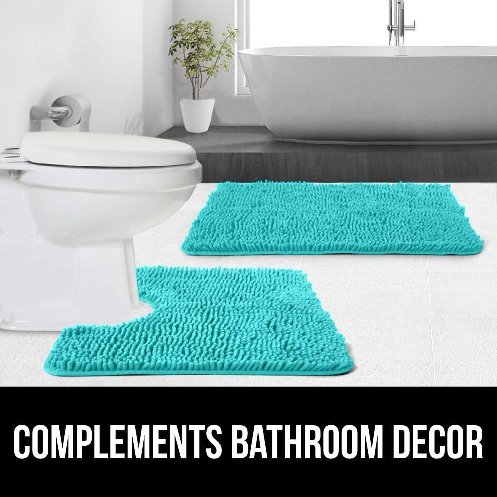 imageGORILLA GRIP Bath Rug Mat 36x24 Thick Absorbent Chenille Quick Dry Microfiber Mats Rubber Backing Washable Shower Floor Rugs Bathmat Runner US Designed Bathroom Home Decor Accessories Gray BeigeTurquoise