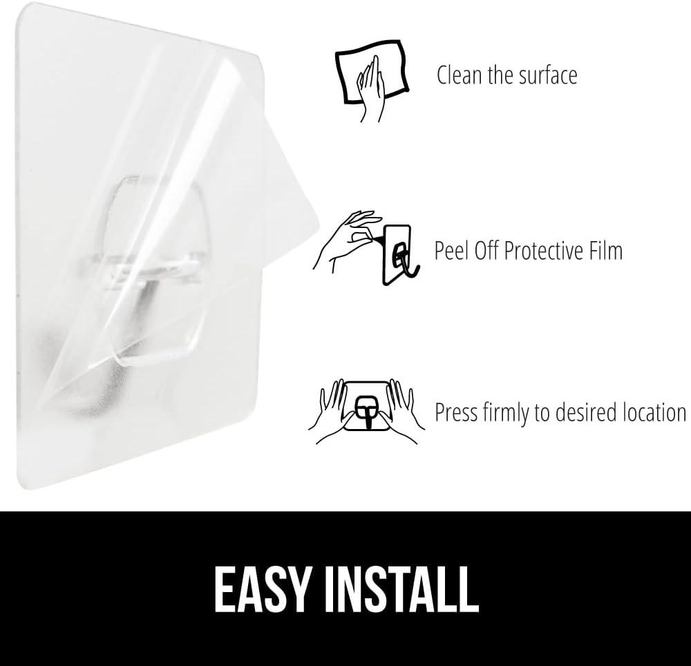 imageGORILLA GRIP Heavy Duty 25lbs Extra Grippy Reusable Wall Hooks for Hanging Easy Install Strong Stick on Removable Hook No Nail Damage MultiSurface Use for Decorations 5 Pack Metal
