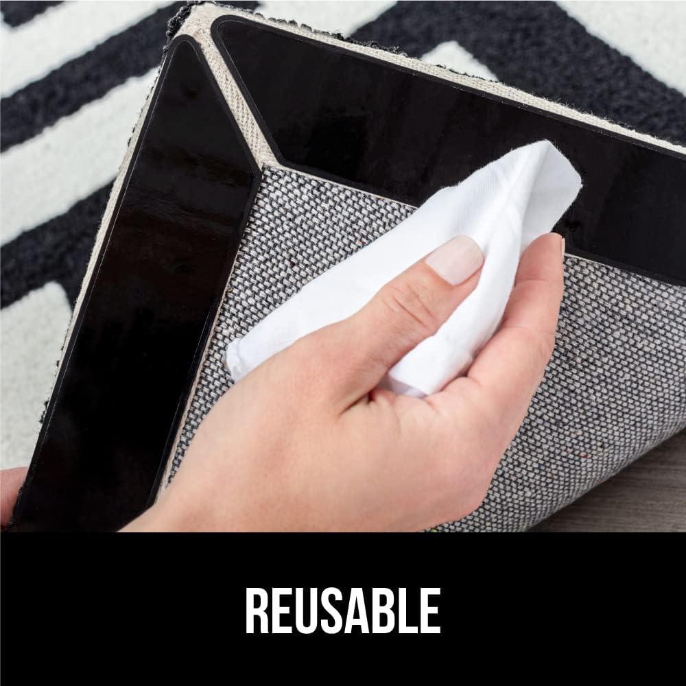 imageGORILLA GRIP Rug Gripper Pads Keep Area Rugs Corners from Curling Reusable DoubleSided Stickers Holds Down Carpet in Place Grips on Tile and Hardwood Floors Helps Prevent Sliding Home Dcor 8 Pcs