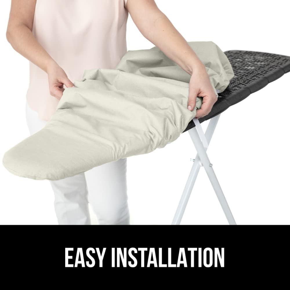 imageGORILLA GRIP The Original Ironing Board Cover and Pad Silicone Coating Thick Scorch Resistant Padding Heavy Duty Iron Covers Standard Boards Hook and Loop Fastener Strap Silver 15x54Linen