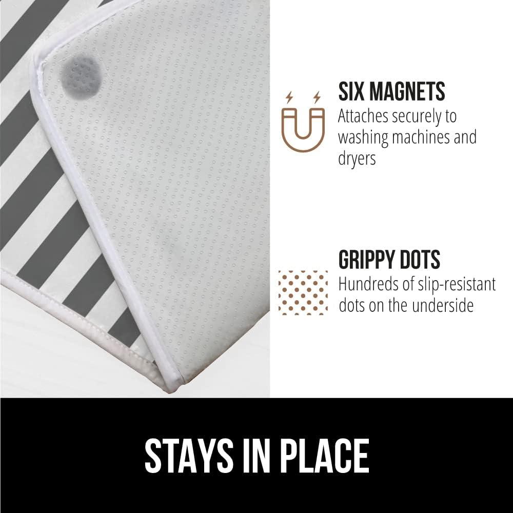imageGORILLA GRIP The Original Ironing Board Cover and Pad Silicone Coating Thick Scorch Resistant Padding Heavy Duty Iron Covers Standard Boards Hook and Loop Fastener Strap Silver 15x54Striped WhiteGray