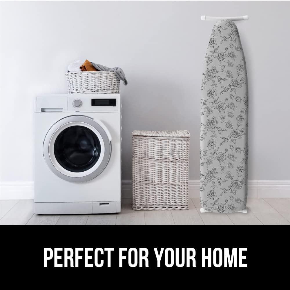imageGORILLA GRIP The Original Ironing Board Cover and Pad Silicone Coating Thick Scorch Resistant Padding Heavy Duty Iron Covers Standard Boards Hook and Loop Fastener Strap Silver 15x54Gray Floral