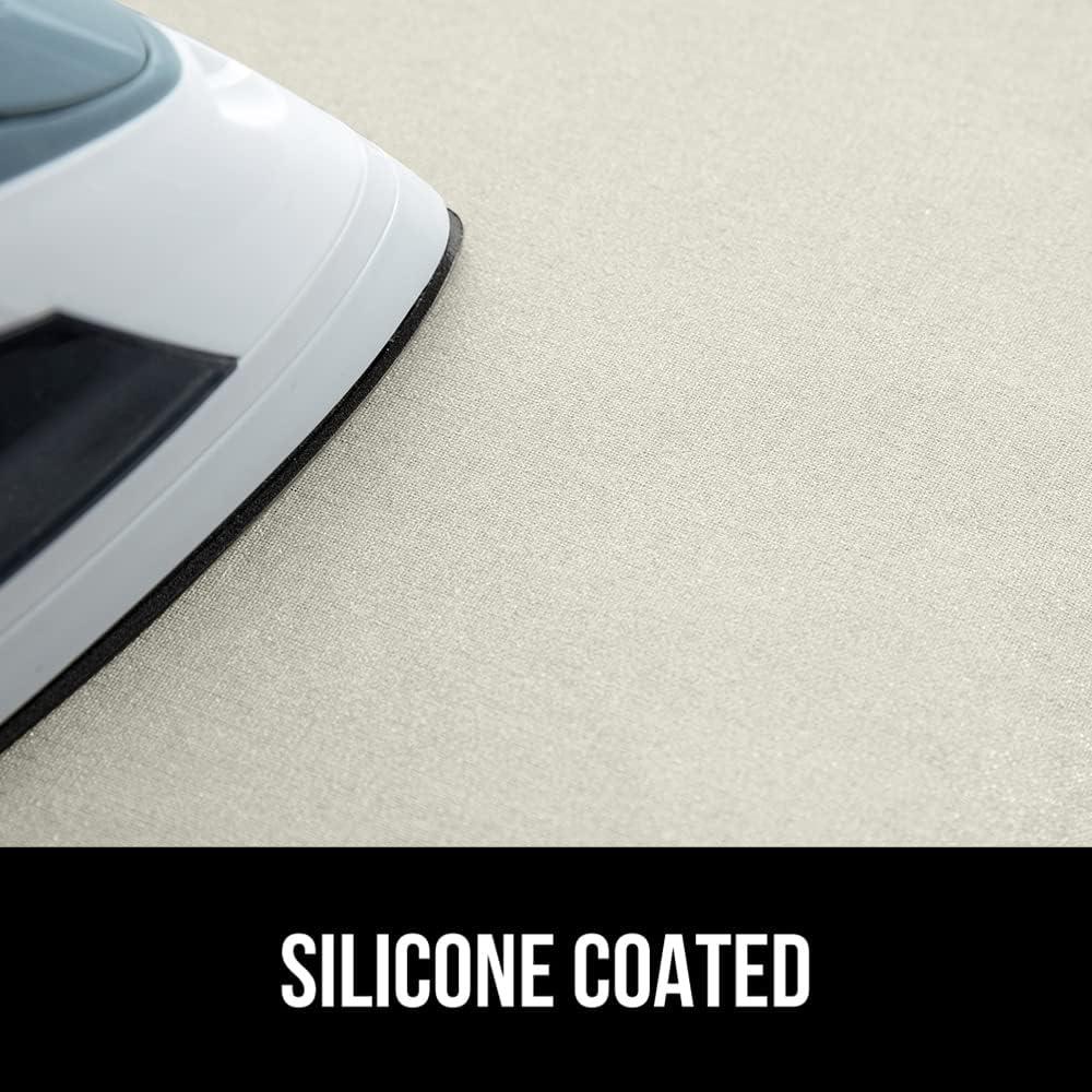 imageGORILLA GRIP The Original Ironing Board Cover and Pad Silicone Coating Thick Scorch Resistant Padding Heavy Duty Iron Covers Standard Boards Hook and Loop Fastener Strap Silver 15x54Linen