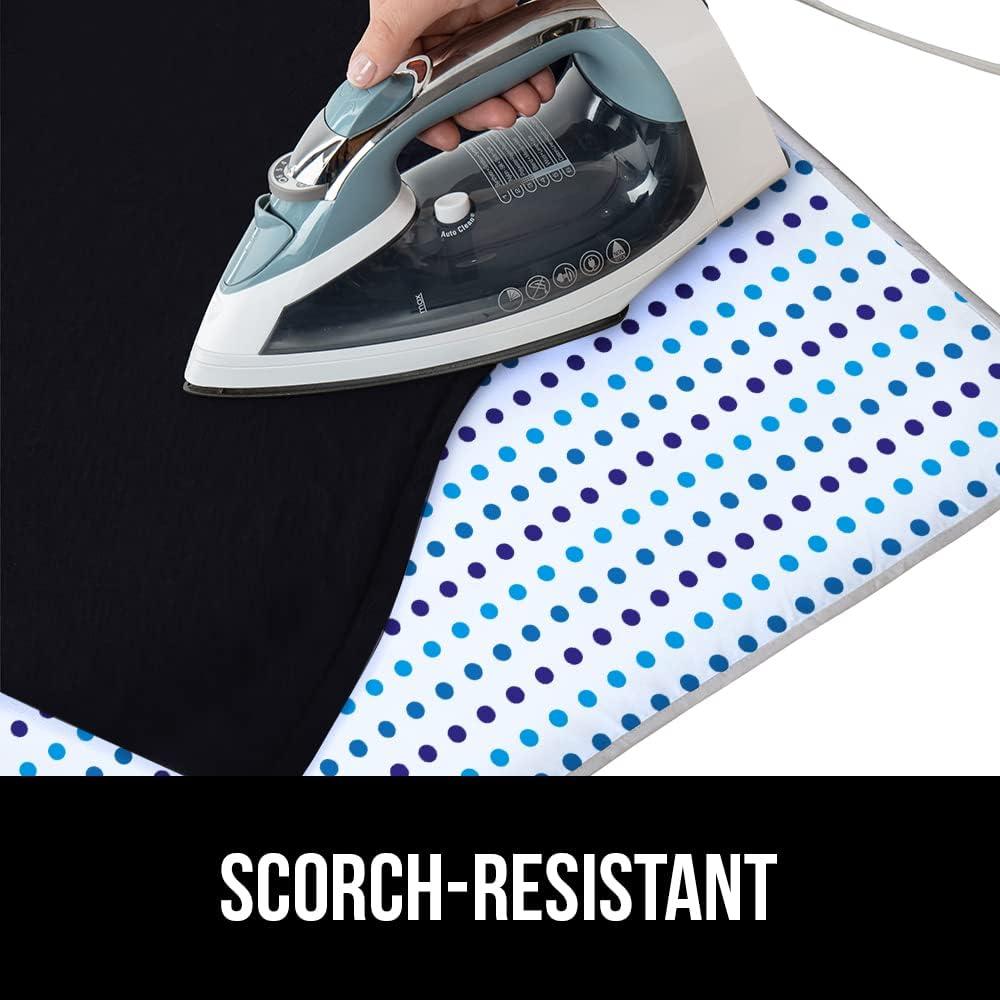 imageGORILLA GRIP The Original Ironing Board Cover and Pad Silicone Coating Thick Scorch Resistant Padding Heavy Duty Iron Covers Standard Boards Hook and Loop Fastener Strap Silver 15x54Blue Dots