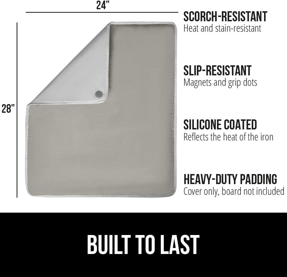 imageGORILLA GRIP The Original Ironing Board Cover and Pad Silicone Coating Thick Scorch Resistant Padding Heavy Duty Iron Covers Standard Boards Hook and Loop Fastener Strap Silver 15x54Silver