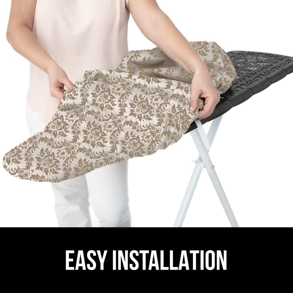 imageGORILLA GRIP The Original Ironing Board Cover and Pad Silicone Coating Thick Scorch Resistant Padding Heavy Duty Iron Covers Standard Boards Hook and Loop Fastener Strap Silver 15x54Damask