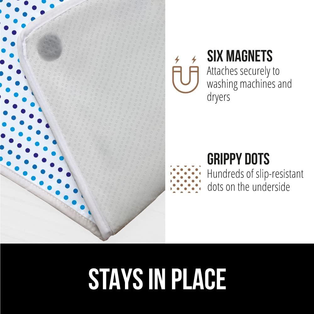 imageGORILLA GRIP The Original Ironing Board Cover and Pad Silicone Coating Thick Scorch Resistant Padding Heavy Duty Iron Covers Standard Boards Hook and Loop Fastener Strap Silver 15x54Blue Dots