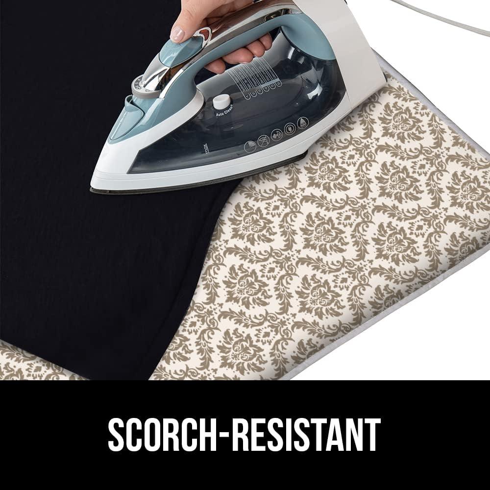 imageGORILLA GRIP The Original Ironing Board Cover and Pad Silicone Coating Thick Scorch Resistant Padding Heavy Duty Iron Covers Standard Boards Hook and Loop Fastener Strap Silver 15x54Damask