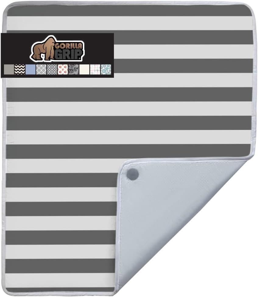 imageGORILLA GRIP The Original Ironing Board Cover and Pad Silicone Coating Thick Scorch Resistant Padding Heavy Duty Iron Covers Standard Boards Hook and Loop Fastener Strap Silver 15x54Striped WhiteGray