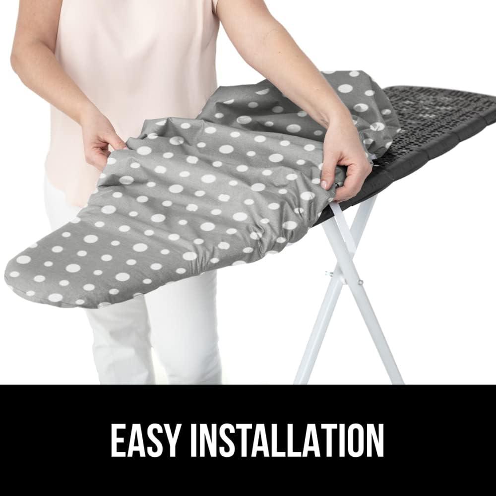 imageGORILLA GRIP The Original Ironing Board Cover and Pad Silicone Coating Thick Scorch Resistant Padding Heavy Duty Iron Covers Standard Boards Hook and Loop Fastener Strap Silver 15x54Dots