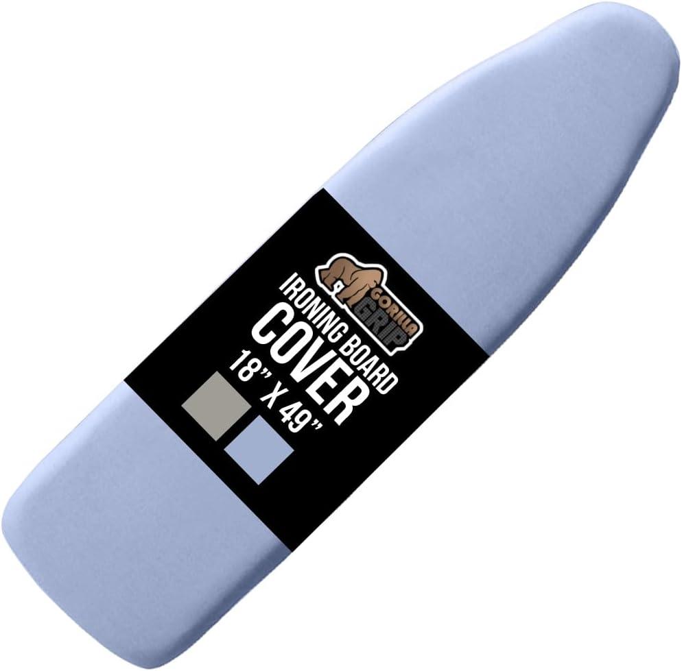 imageGORILLA GRIP The Original Ironing Board Cover and Pad Silicone Coating Thick Scorch Resistant Padding Heavy Duty Iron Covers Standard Boards Hook and Loop Fastener Strap Silver 15x54Blue