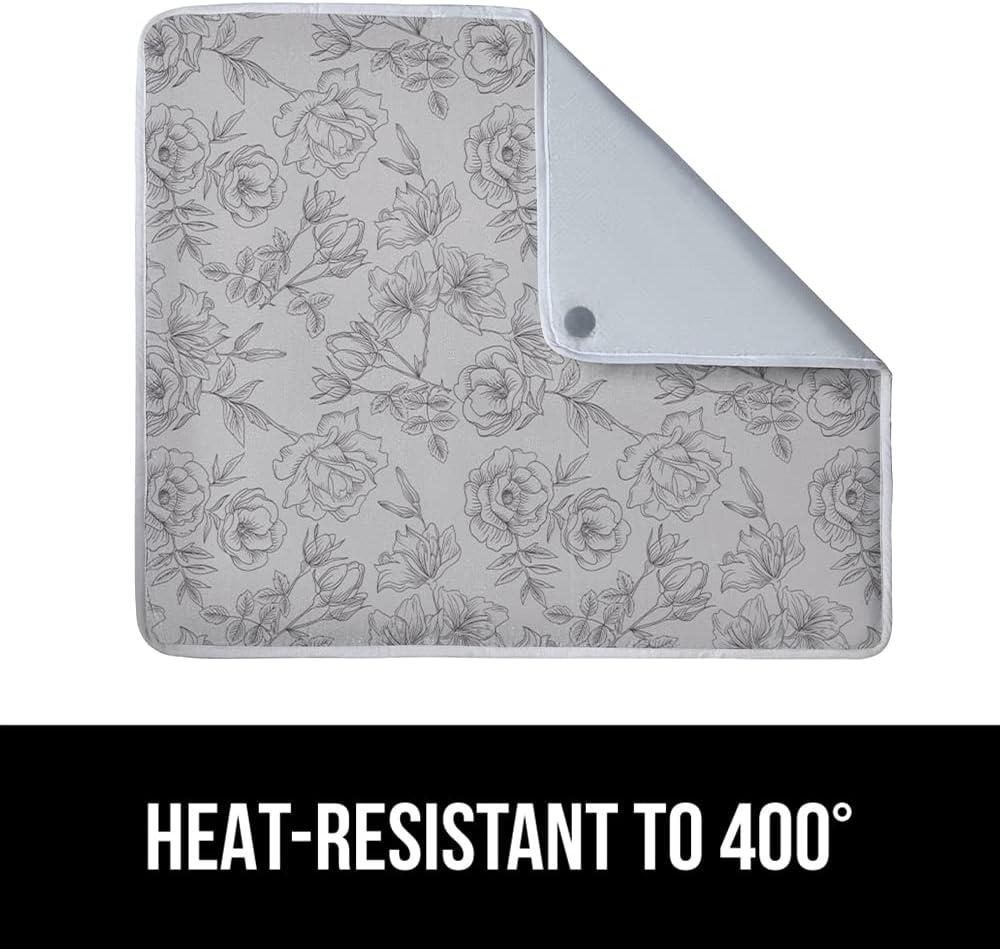 imageGORILLA GRIP The Original Ironing Board Cover and Pad Silicone Coating Thick Scorch Resistant Padding Heavy Duty Iron Covers Standard Boards Hook and Loop Fastener Strap Silver 15x54Gray Floral