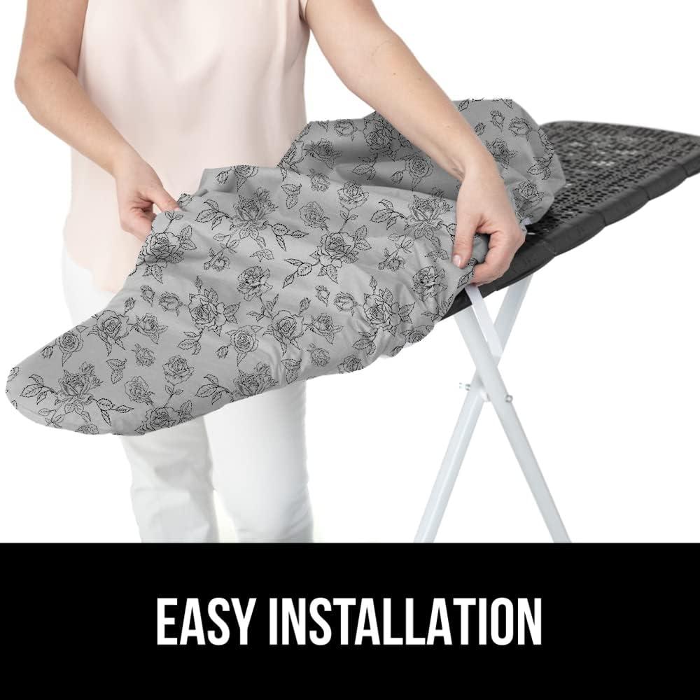 imageGORILLA GRIP The Original Ironing Board Cover and Pad Silicone Coating Thick Scorch Resistant Padding Heavy Duty Iron Covers Standard Boards Hook and Loop Fastener Strap Silver 15x54Gray Floral