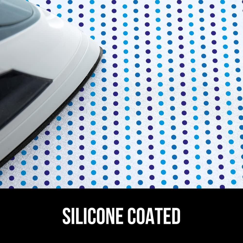 imageGORILLA GRIP The Original Ironing Board Cover and Pad Silicone Coating Thick Scorch Resistant Padding Heavy Duty Iron Covers Standard Boards Hook and Loop Fastener Strap Silver 15x54Blue Dots