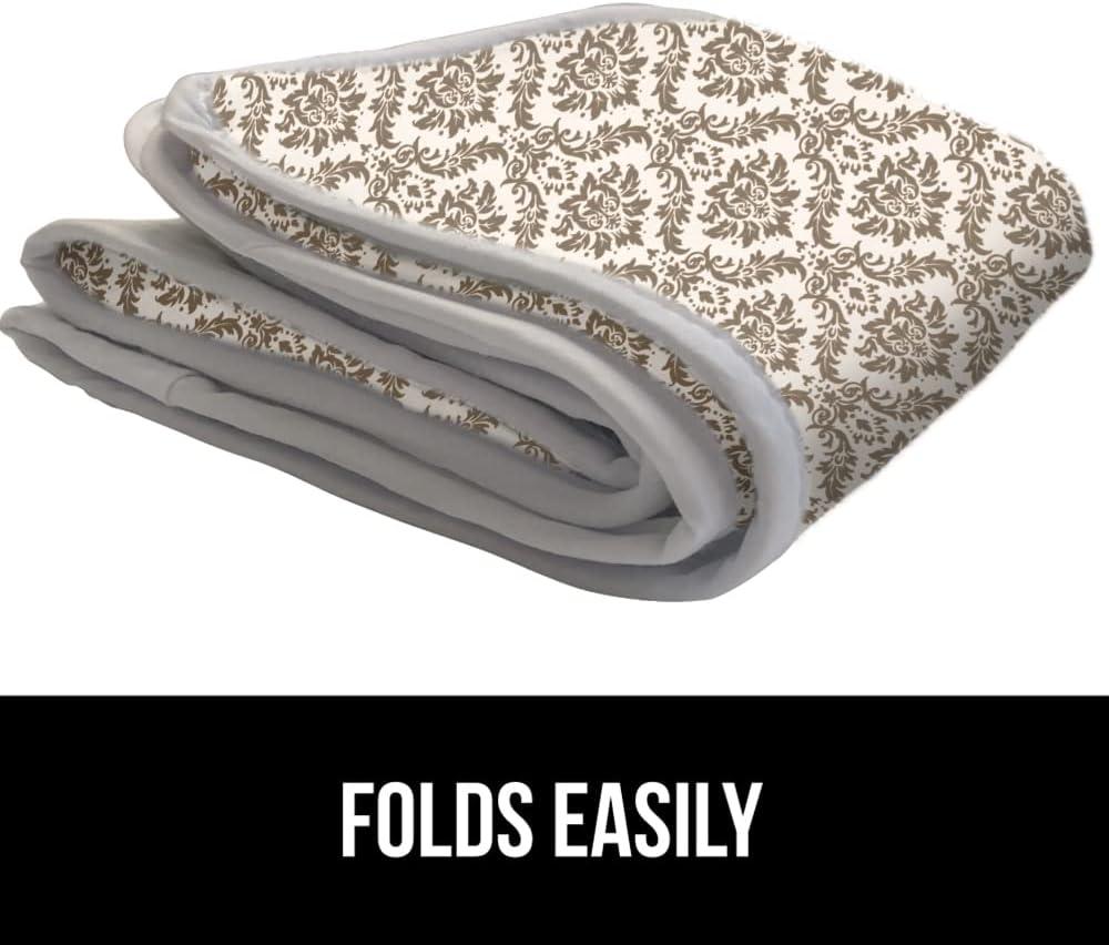 imageGORILLA GRIP The Original Ironing Board Cover and Pad Silicone Coating Thick Scorch Resistant Padding Heavy Duty Iron Covers Standard Boards Hook and Loop Fastener Strap Silver 15x54Damask