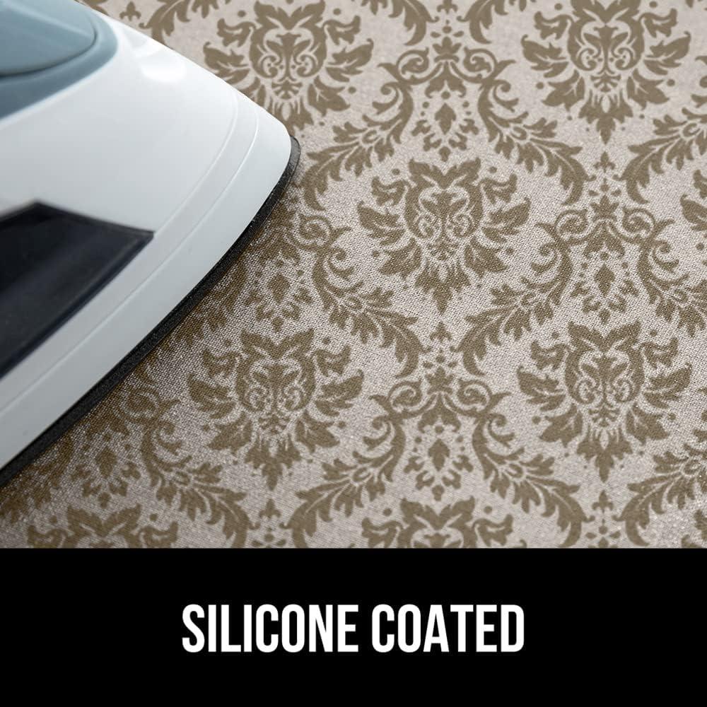 imageGORILLA GRIP The Original Ironing Board Cover and Pad Silicone Coating Thick Scorch Resistant Padding Heavy Duty Iron Covers Standard Boards Hook and Loop Fastener Strap Silver 15x54Damask