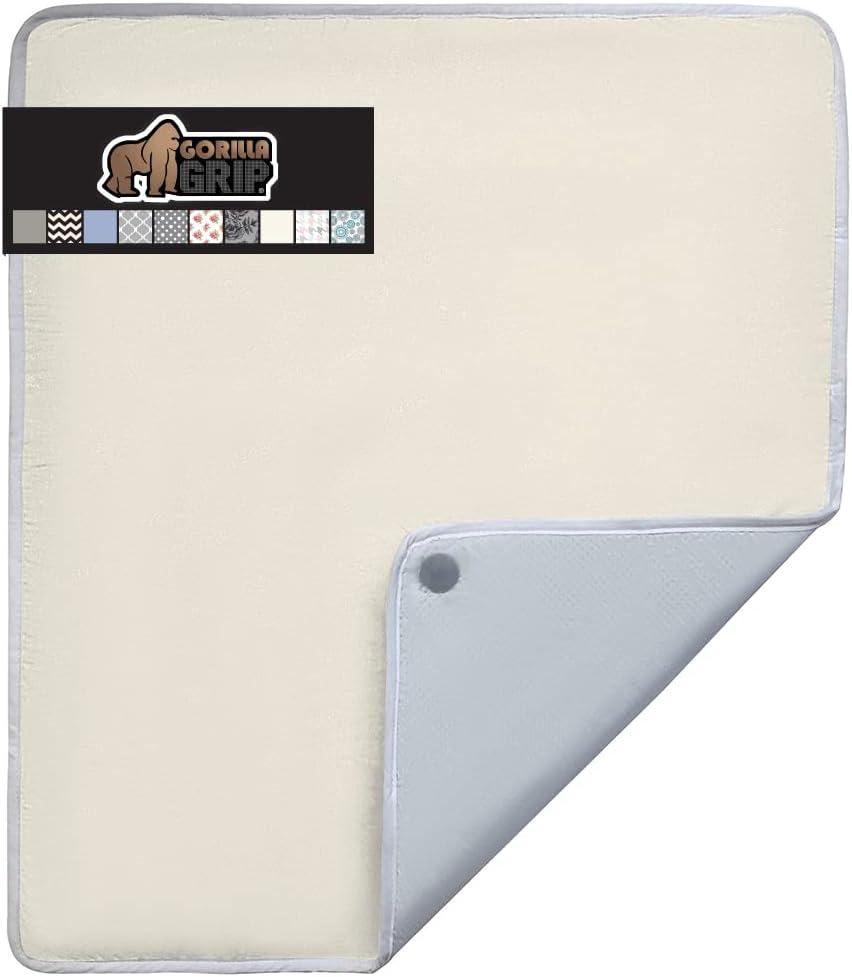 imageGORILLA GRIP The Original Ironing Board Cover and Pad Silicone Coating Thick Scorch Resistant Padding Heavy Duty Iron Covers Standard Boards Hook and Loop Fastener Strap Silver 15x54Linen