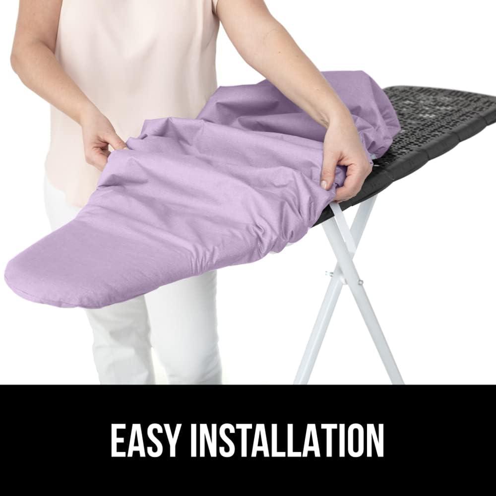 imageGORILLA GRIP The Original Ironing Board Cover and Pad Silicone Coating Thick Scorch Resistant Padding Heavy Duty Iron Covers Standard Boards Hook and Loop Fastener Strap Silver 15x54Light Purple