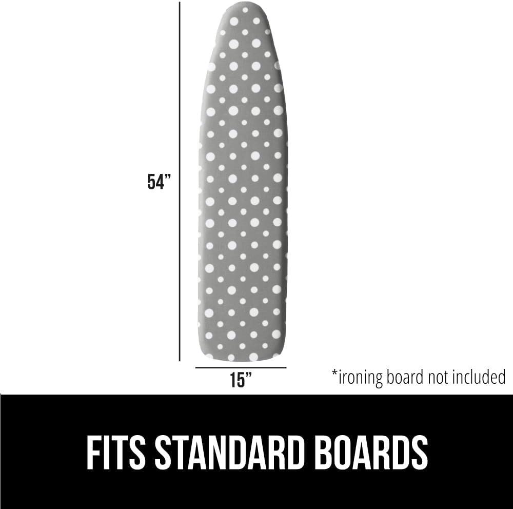 imageGORILLA GRIP The Original Ironing Board Cover and Pad Silicone Coating Thick Scorch Resistant Padding Heavy Duty Iron Covers Standard Boards Hook and Loop Fastener Strap Silver 15x54Dots