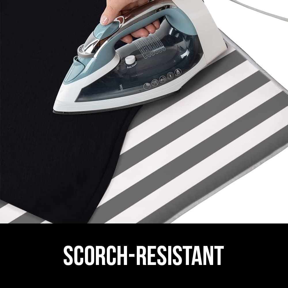 imageGORILLA GRIP The Original Ironing Board Cover and Pad Silicone Coating Thick Scorch Resistant Padding Heavy Duty Iron Covers Standard Boards Hook and Loop Fastener Strap Silver 15x54Striped WhiteGray