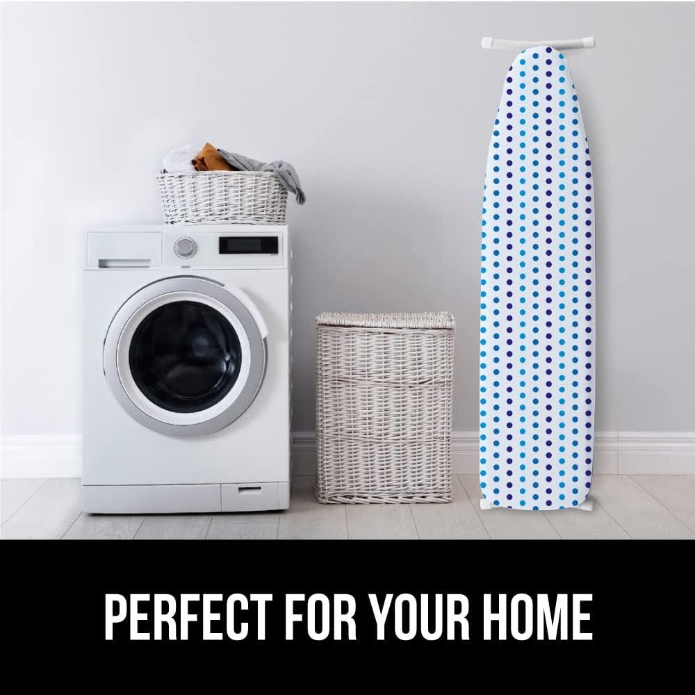imageGORILLA GRIP The Original Ironing Board Cover and Pad Silicone Coating Thick Scorch Resistant Padding Heavy Duty Iron Covers Standard Boards Hook and Loop Fastener Strap Silver 15x54Blue Dots