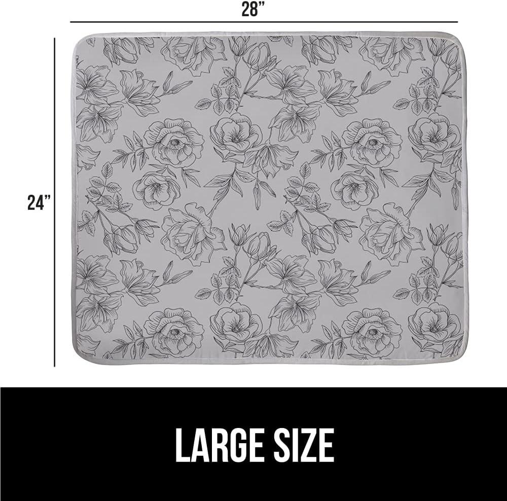 imageGORILLA GRIP The Original Ironing Board Cover and Pad Silicone Coating Thick Scorch Resistant Padding Heavy Duty Iron Covers Standard Boards Hook and Loop Fastener Strap Silver 15x54Gray Floral