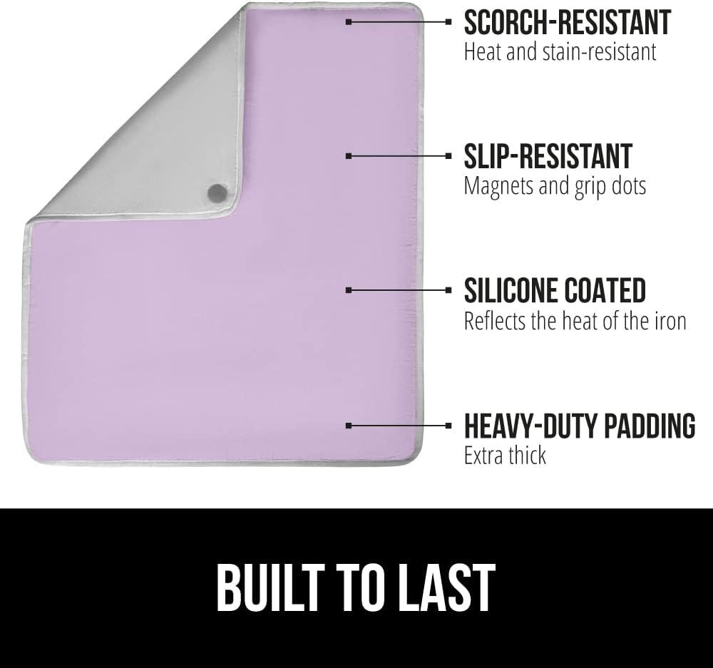 imageGORILLA GRIP The Original Ironing Board Cover and Pad Silicone Coating Thick Scorch Resistant Padding Heavy Duty Iron Covers Standard Boards Hook and Loop Fastener Strap Silver 15x54Light Purple