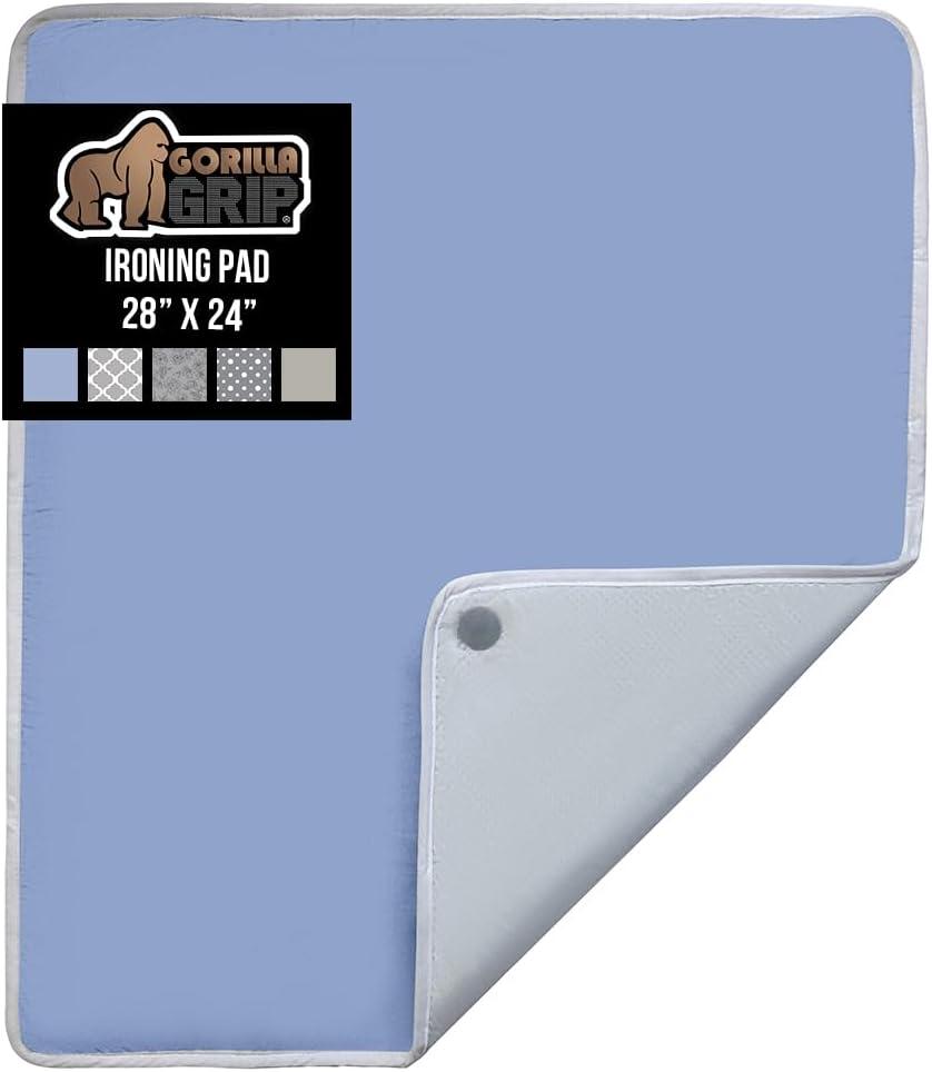 imageGORILLA GRIP The Original Ironing Board Cover and Pad Silicone Coating Thick Scorch Resistant Padding Heavy Duty Iron Covers Standard Boards Hook and Loop Fastener Strap Silver 15x54Blue