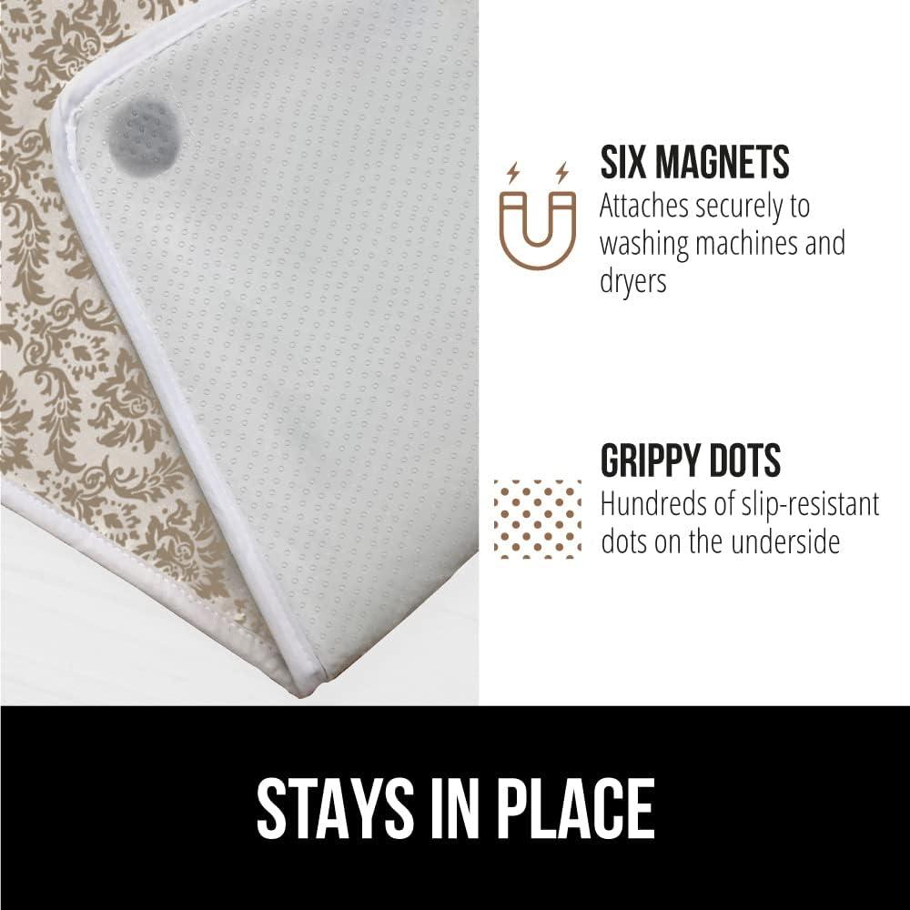 imageGORILLA GRIP The Original Ironing Board Cover and Pad Silicone Coating Thick Scorch Resistant Padding Heavy Duty Iron Covers Standard Boards Hook and Loop Fastener Strap Silver 15x54Damask
