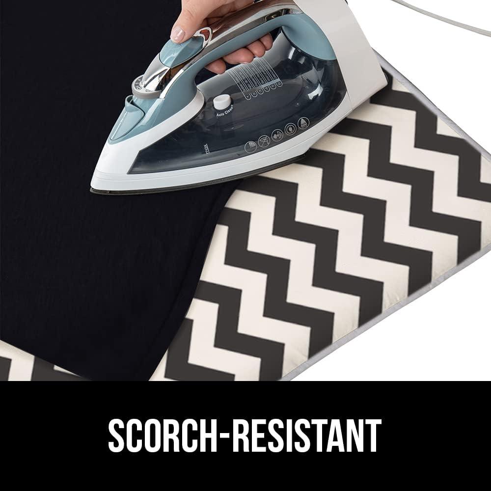 imageGORILLA GRIP The Original Ironing Board Cover and Pad Silicone Coating Thick Scorch Resistant Padding Heavy Duty Iron Covers Standard Boards Hook and Loop Fastener Strap Silver 15x54Chevron BlackLinen