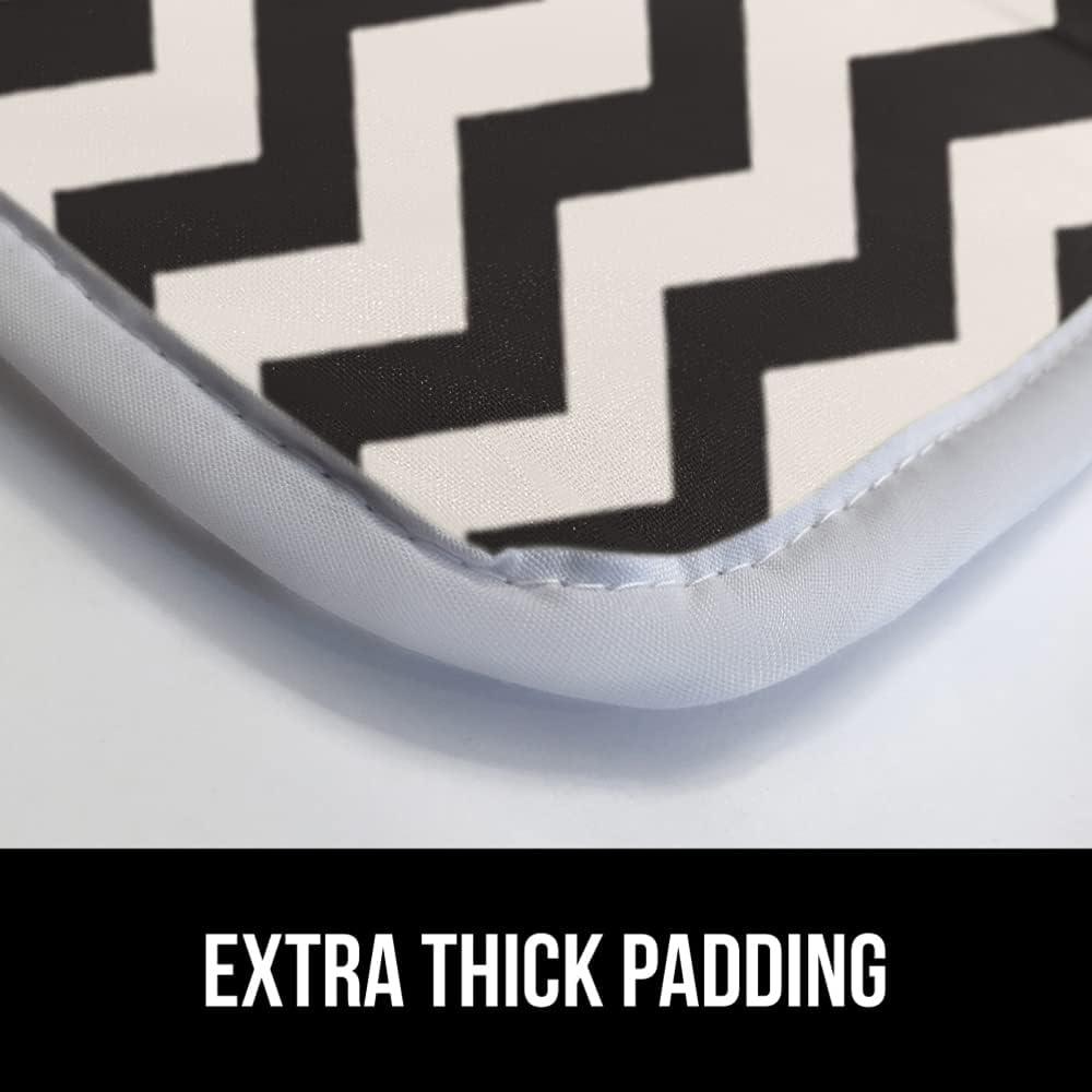 imageGORILLA GRIP The Original Ironing Board Cover and Pad Silicone Coating Thick Scorch Resistant Padding Heavy Duty Iron Covers Standard Boards Hook and Loop Fastener Strap Silver 15x54Chevron BlackLinen