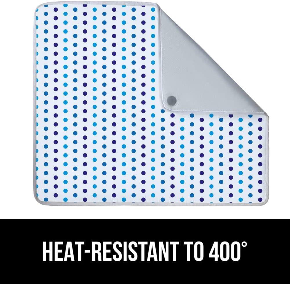 imageGORILLA GRIP The Original Ironing Board Cover and Pad Silicone Coating Thick Scorch Resistant Padding Heavy Duty Iron Covers Standard Boards Hook and Loop Fastener Strap Silver 15x54Blue Dots
