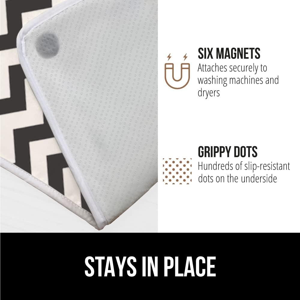 imageGORILLA GRIP The Original Ironing Board Cover and Pad Silicone Coating Thick Scorch Resistant Padding Heavy Duty Iron Covers Standard Boards Hook and Loop Fastener Strap Silver 15x54Chevron BlackLinen