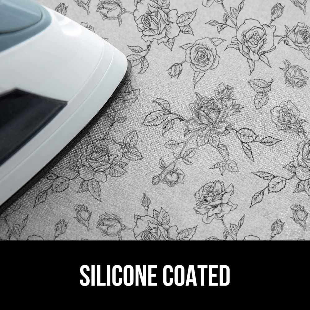 imageGORILLA GRIP The Original Ironing Board Cover and Pad Silicone Coating Thick Scorch Resistant Padding Heavy Duty Iron Covers Standard Boards Hook and Loop Fastener Strap Silver 15x54Gray Floral