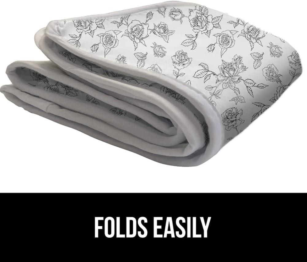 imageGORILLA GRIP The Original Ironing Board Cover and Pad Silicone Coating Thick Scorch Resistant Padding Heavy Duty Iron Covers Standard Boards Hook and Loop Fastener Strap Silver 15x54Gray Floral