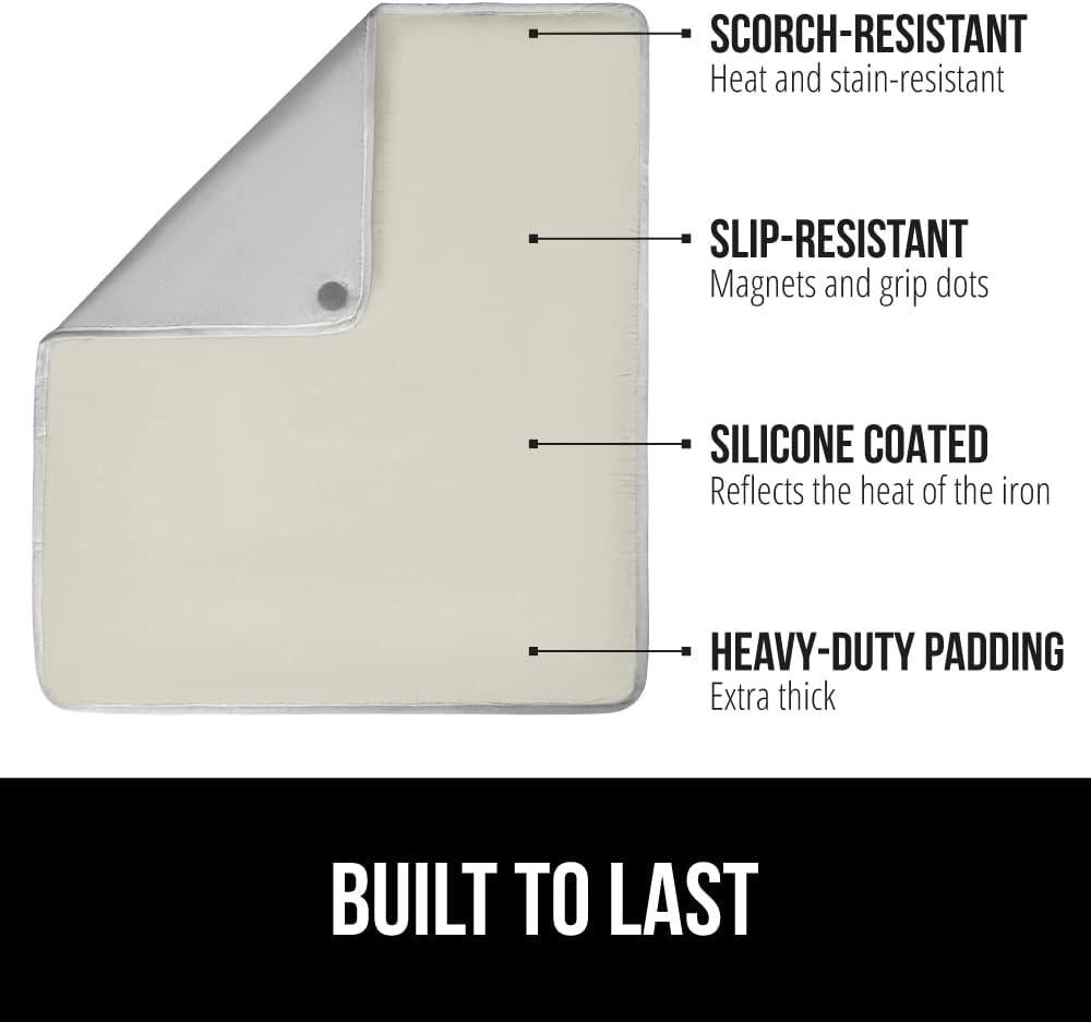 imageGORILLA GRIP The Original Ironing Board Cover and Pad Silicone Coating Thick Scorch Resistant Padding Heavy Duty Iron Covers Standard Boards Hook and Loop Fastener Strap Silver 15x54Linen