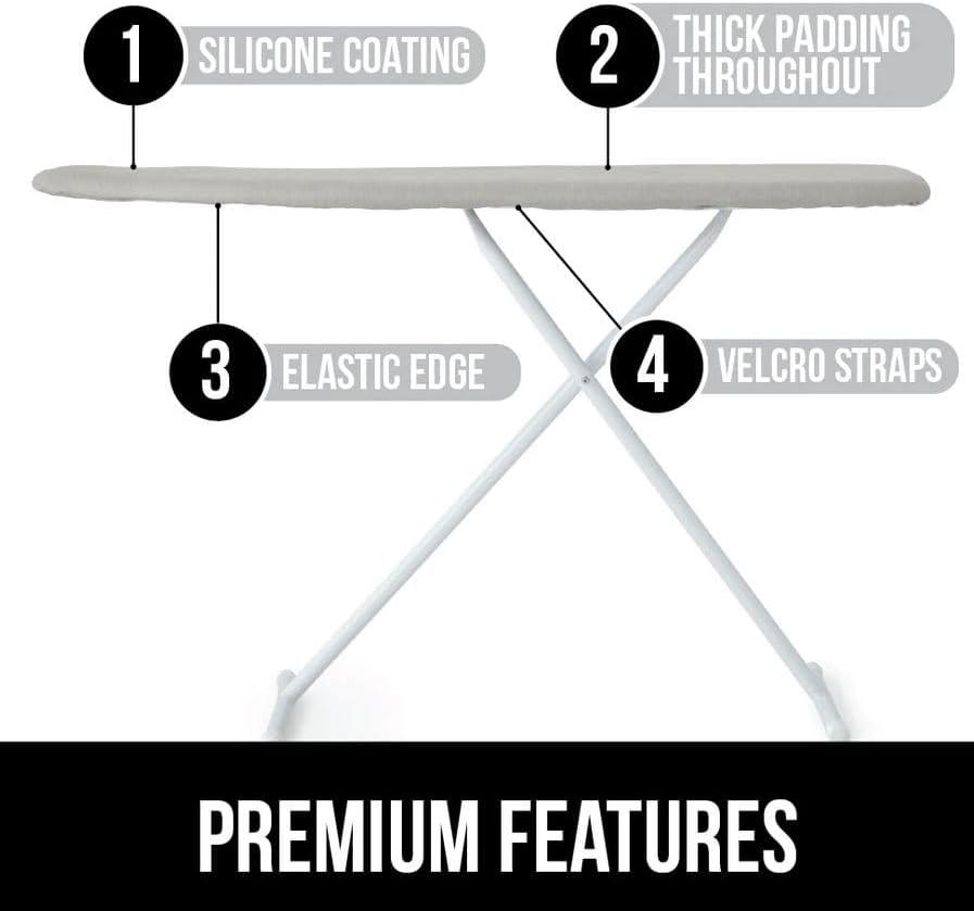 imageGORILLA GRIP The Original Ironing Board Cover and Pad Silicone Coating Thick Scorch Resistant Padding Heavy Duty Iron Covers Standard Boards Hook and Loop Fastener Strap Silver 15x54Gray Silver