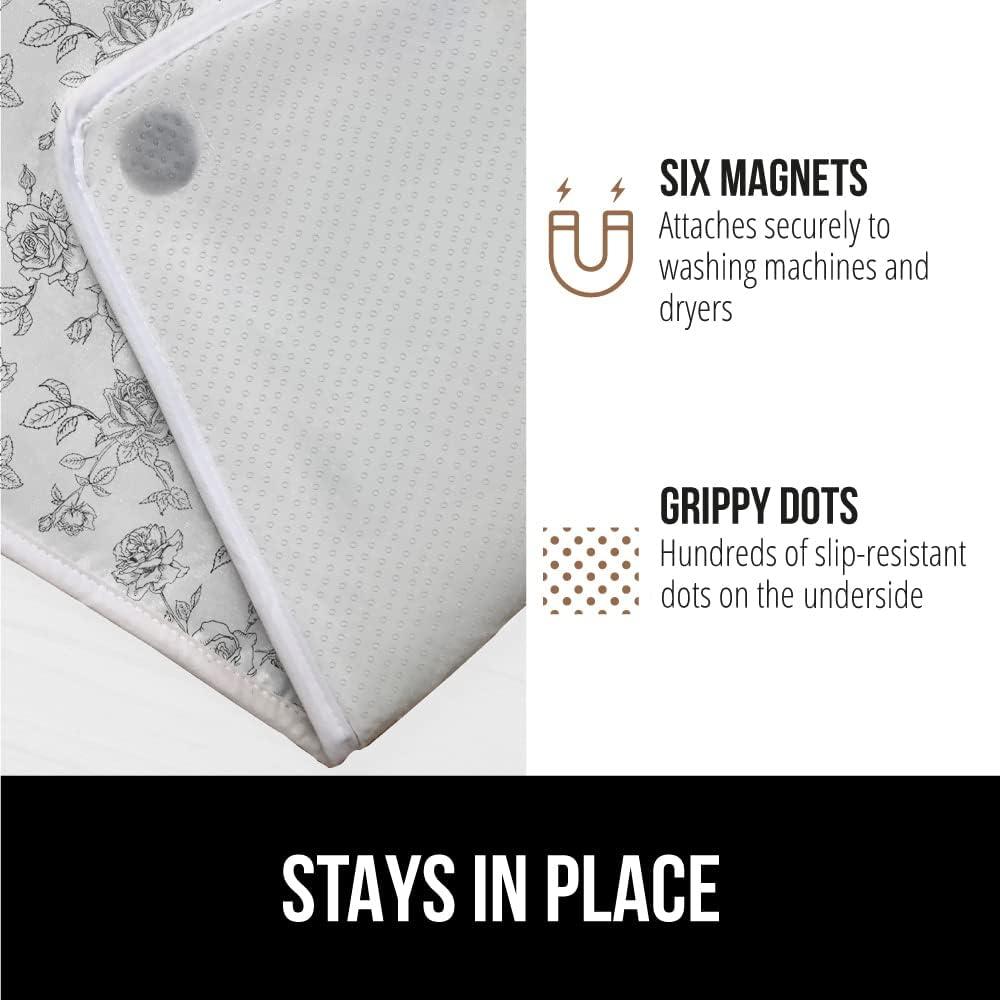imageGORILLA GRIP The Original Ironing Board Cover and Pad Silicone Coating Thick Scorch Resistant Padding Heavy Duty Iron Covers Standard Boards Hook and Loop Fastener Strap Silver 15x54Gray Floral