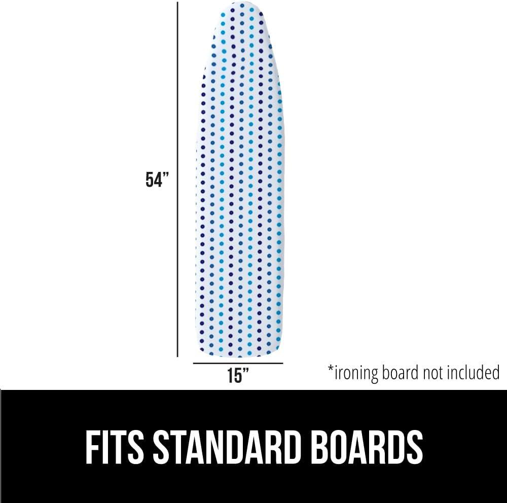 imageGORILLA GRIP The Original Ironing Board Cover and Pad Silicone Coating Thick Scorch Resistant Padding Heavy Duty Iron Covers Standard Boards Hook and Loop Fastener Strap Silver 15x54Blue Dots