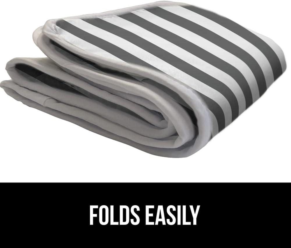 imageGORILLA GRIP The Original Ironing Board Cover and Pad Silicone Coating Thick Scorch Resistant Padding Heavy Duty Iron Covers Standard Boards Hook and Loop Fastener Strap Silver 15x54Striped WhiteGray