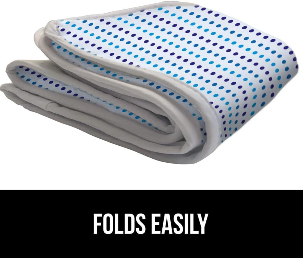 imageGORILLA GRIP The Original Ironing Board Cover and Pad Silicone Coating Thick Scorch Resistant Padding Heavy Duty Iron Covers Standard Boards Hook and Loop Fastener Strap Silver 15x54Blue Dots