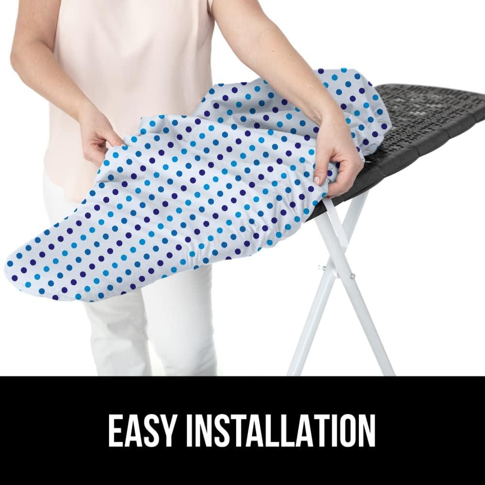 imageGORILLA GRIP The Original Ironing Board Cover and Pad Silicone Coating Thick Scorch Resistant Padding Heavy Duty Iron Covers Standard Boards Hook and Loop Fastener Strap Silver 15x54Blue Dots