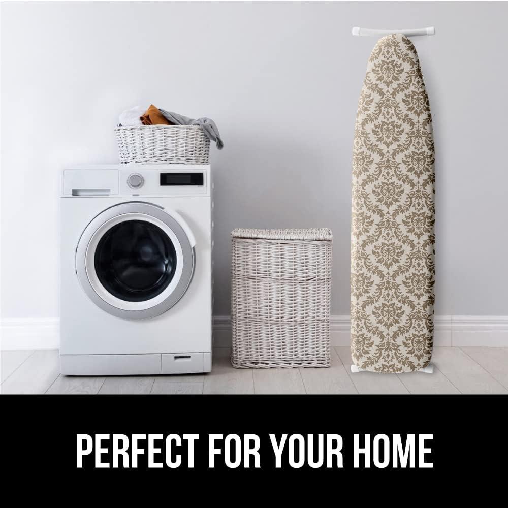 imageGORILLA GRIP The Original Ironing Board Cover and Pad Silicone Coating Thick Scorch Resistant Padding Heavy Duty Iron Covers Standard Boards Hook and Loop Fastener Strap Silver 15x54Damask