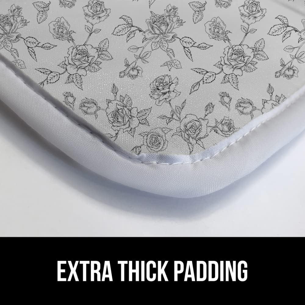 imageGORILLA GRIP The Original Ironing Board Cover and Pad Silicone Coating Thick Scorch Resistant Padding Heavy Duty Iron Covers Standard Boards Hook and Loop Fastener Strap Silver 15x54Gray Floral