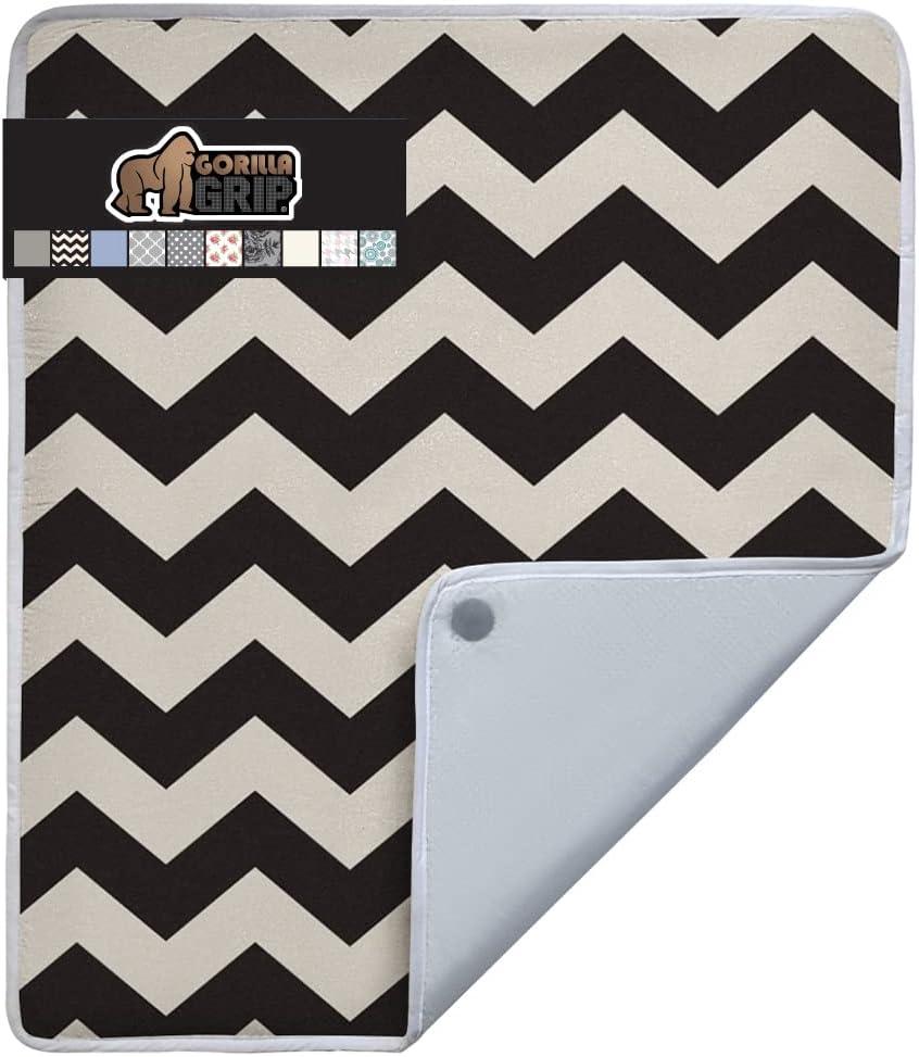 imageGORILLA GRIP The Original Ironing Board Cover and Pad Silicone Coating Thick Scorch Resistant Padding Heavy Duty Iron Covers Standard Boards Hook and Loop Fastener Strap Silver 15x54Chevron BlackLinen