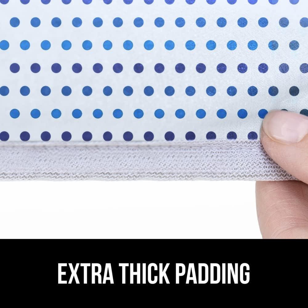 imageGORILLA GRIP The Original Ironing Board Cover and Pad Silicone Coating Thick Scorch Resistant Padding Heavy Duty Iron Covers Standard Boards Hook and Loop Fastener Strap Silver 15x54Blue Dots