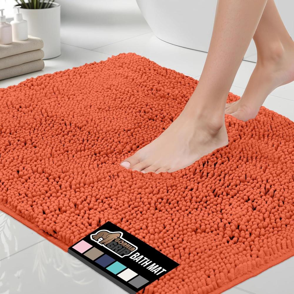 imageGORILLA GRIP Bath Rug Mat 36x24 Thick Absorbent Chenille Quick Dry Microfiber Mats Rubber Backing Washable Shower Floor Rugs Bathmat Runner US Designed Bathroom Home Decor Accessories Gray BeigeCoral